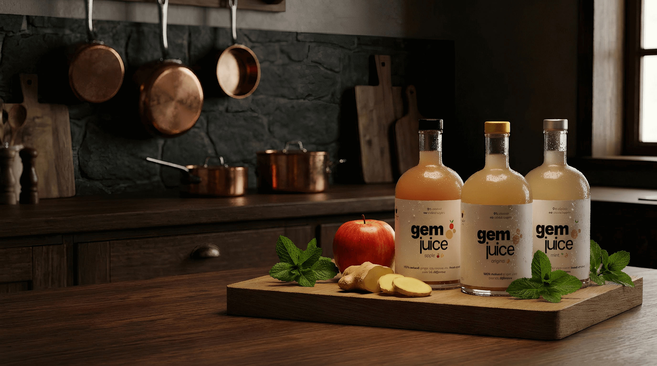 Gem Juice Ginger Juices bottles showing the full range of ginger drinks