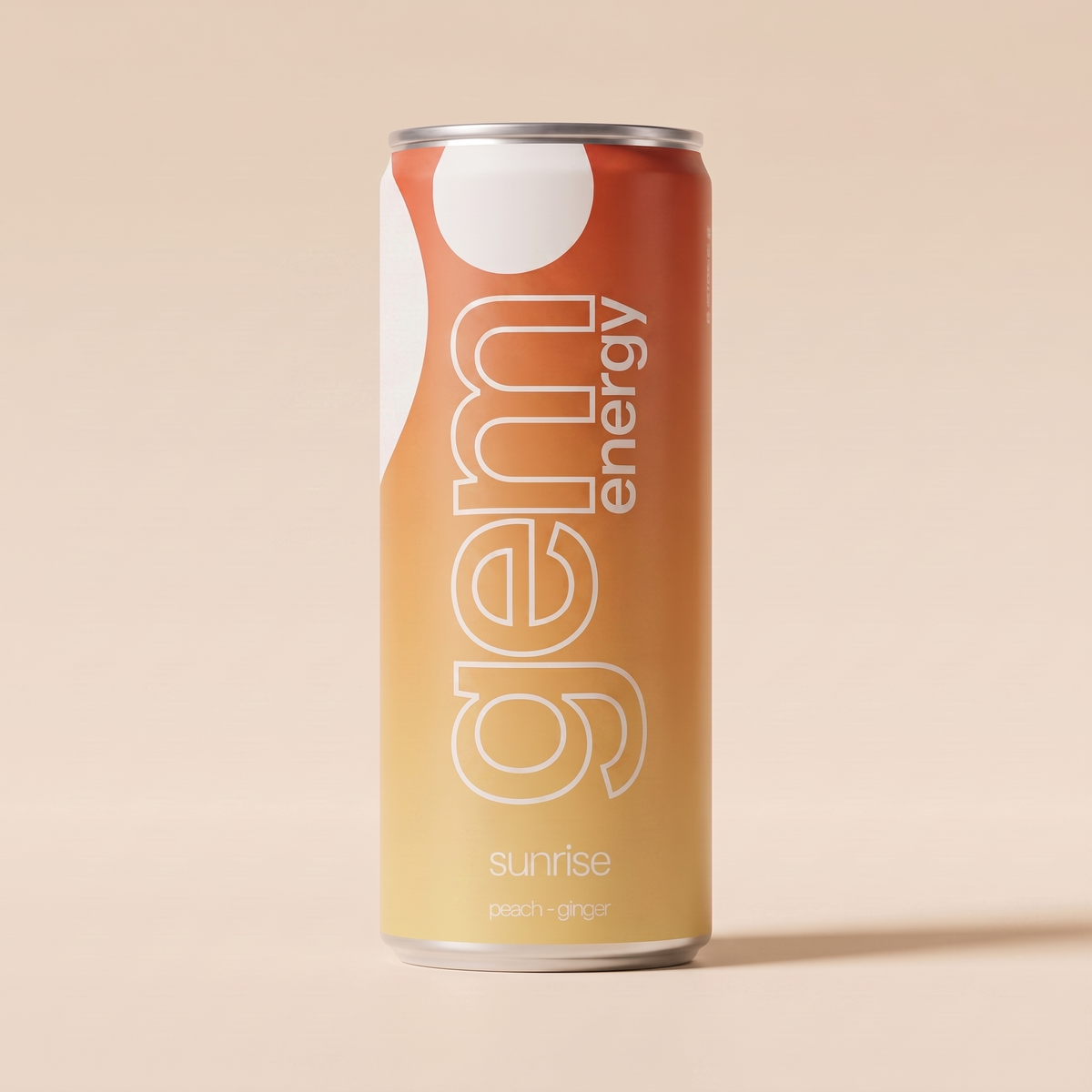 Gem Energy Sunrise peach-ginger energy drink, 250ml can