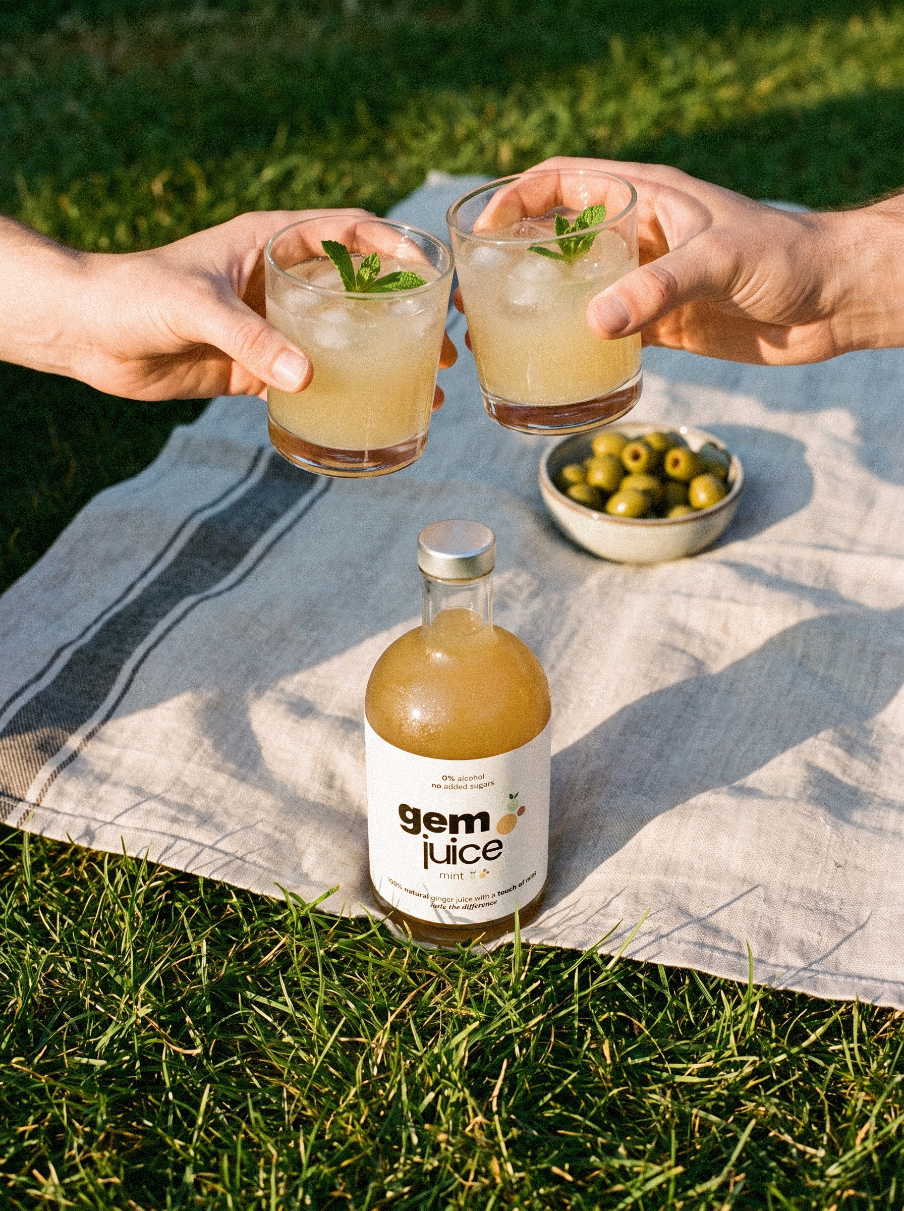 Gem Juice Mint at a golden-hour picnic aperitif