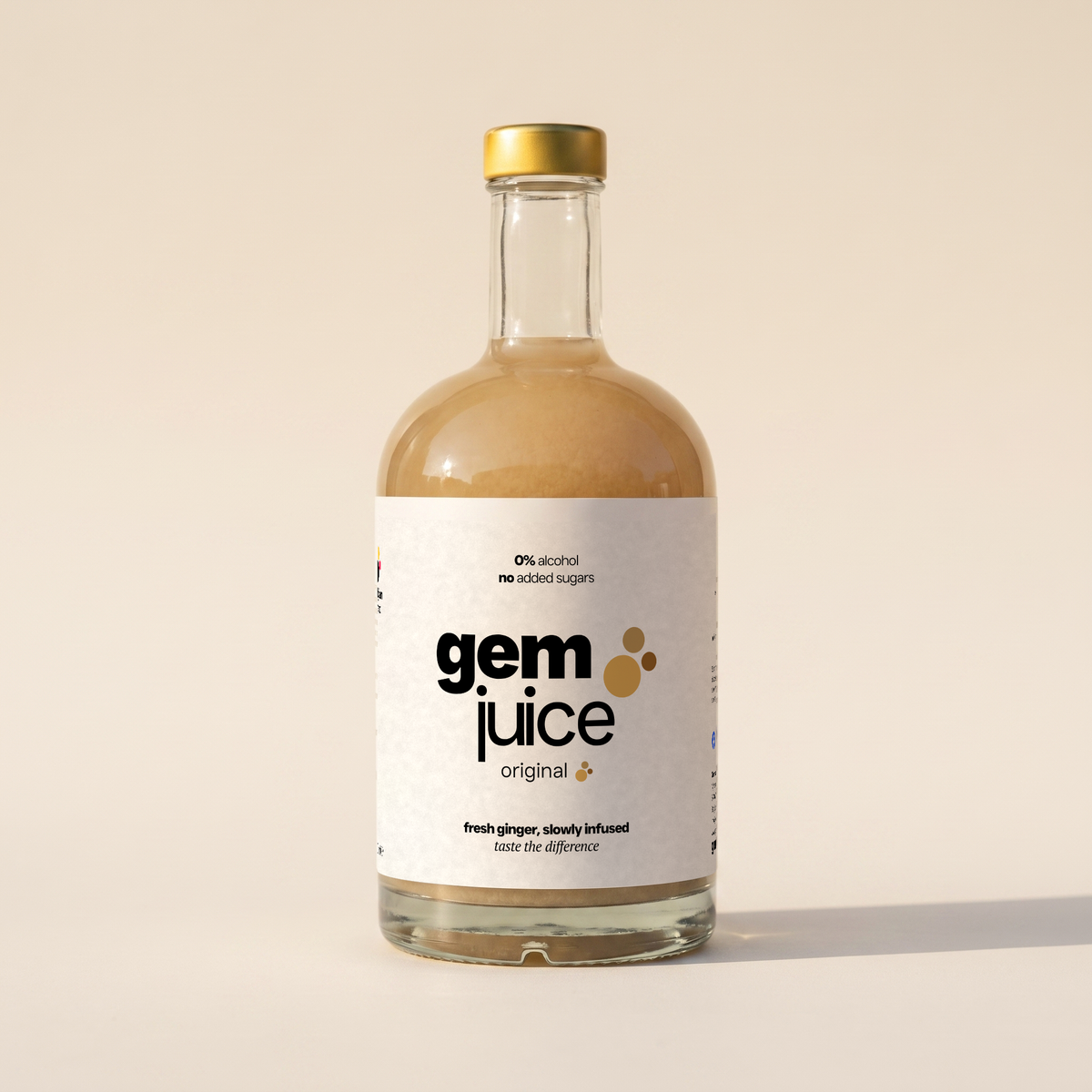 Gem Juice Original bottle with natural ginger drink, 0% alcohol, no added sugars